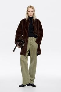 Abric reversible pèl marró fosc