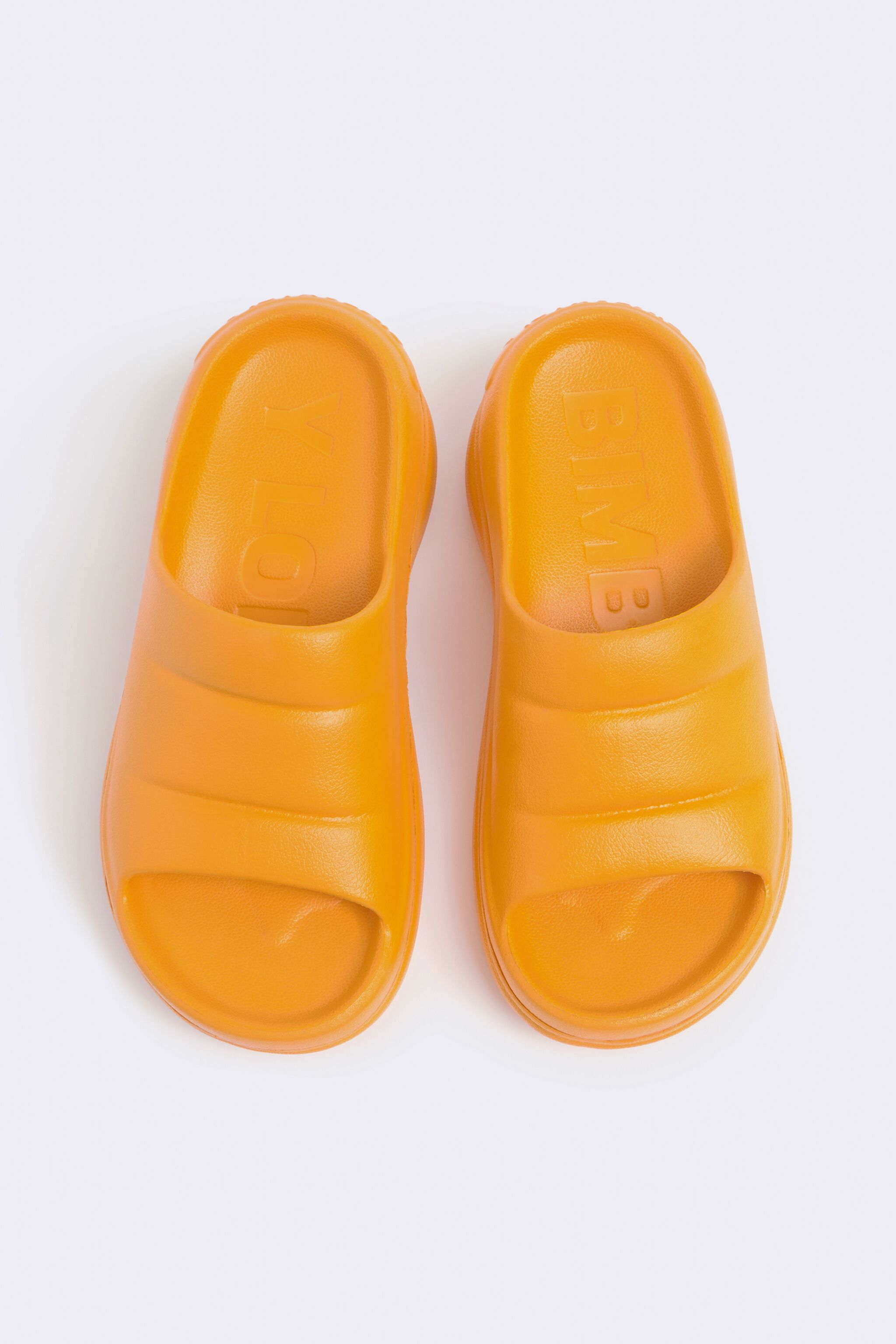 orange platform flip flops