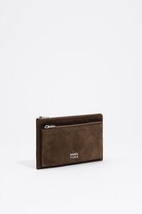 Dark khaki cotton and suede Pocket purse