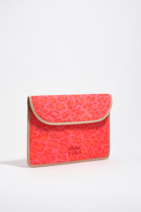 Pink leopard nylon laptop sleeve