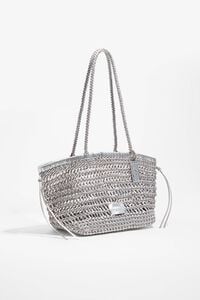 Bolso shopper grande trenzado piel plateado