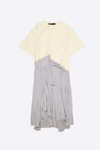 Light gray two-material asymmetric dress