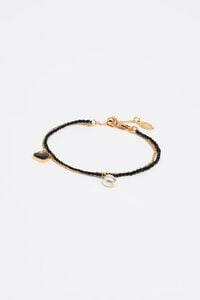 Black heart logo double chain bracelet
