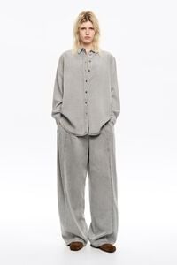 Gray fluid wide leg denim trousers