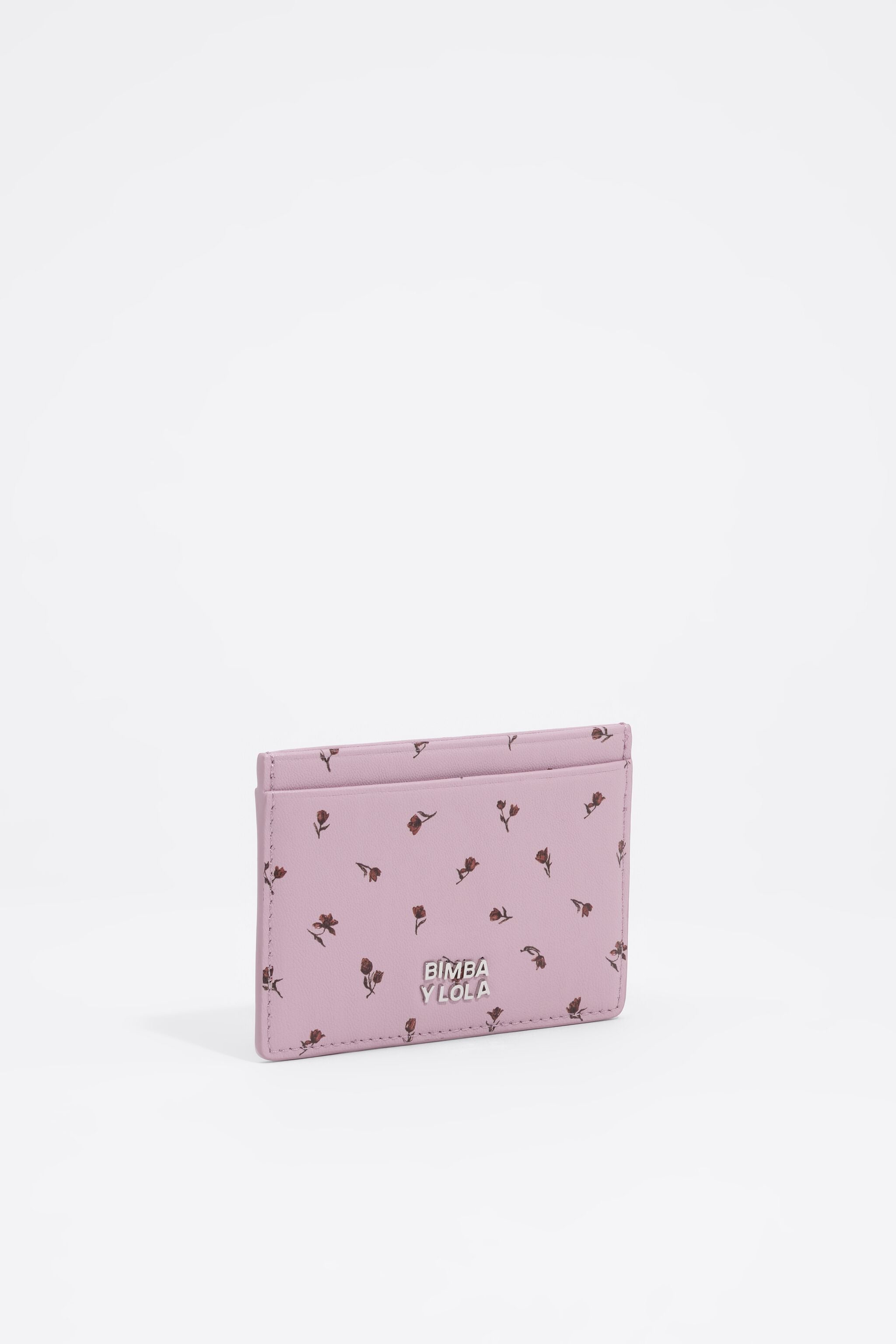 Mauve tulip mini leather card holder