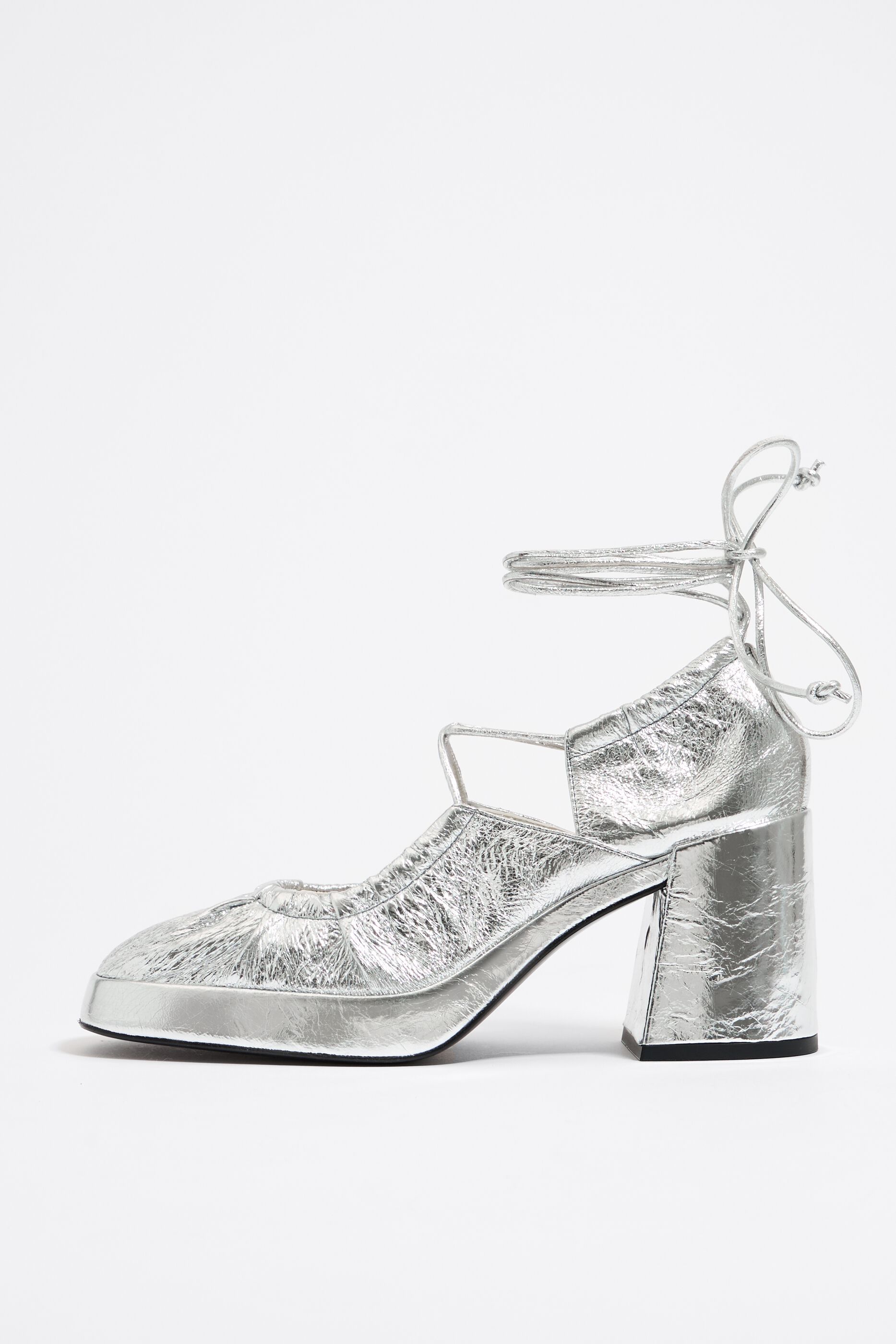 River Island court heels with block heel in silver sequin | ASOS