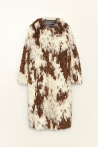 Brown cow midi fur coat