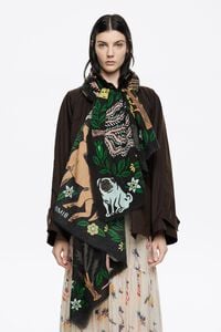 Black vegetation and animals shawl