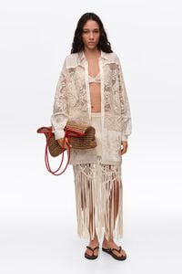 Camisa oversize patchwork encaixes cru