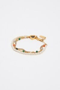 Pulsera triple logo coraz&oacute;n dorada