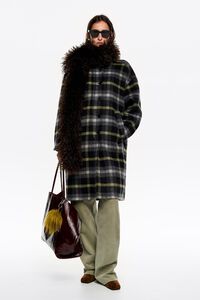 Black checked double-face coat