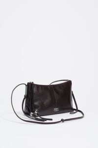 Small espresso leather crossbody bag