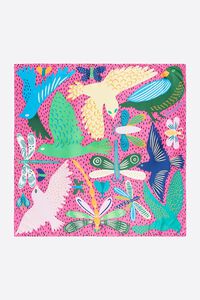 Pa&ntilde;uelo p&aacute;jaros y bichos minirayas fucsia