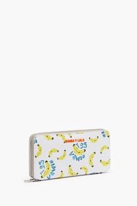 Textured white bananas print book wallet