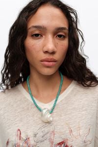 Necklace with natural seashell and turquoise stones
