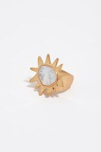 Pierścionek słońce twarz masa perłowa