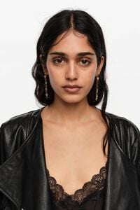 Gold crystal hearts earrings