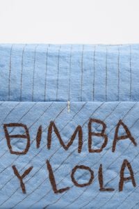 Kosmetiktasche gro&szlig; Leinen Hellblau