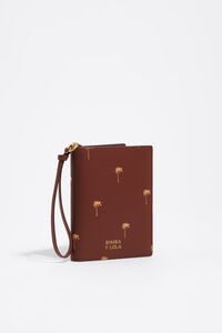 Funda pasaporte piel nuez