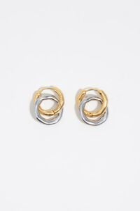Two-tone textured double hoop earrings