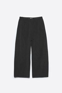Dark gray melange fluid barrel leg trousers