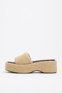 Natural fabric high platform sandal
