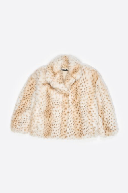 Manteau court fourrure blanc cassé