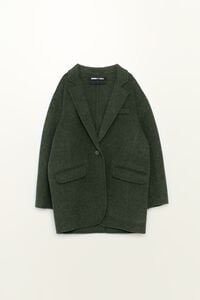 Khaki tailored double-face double-breasted coat