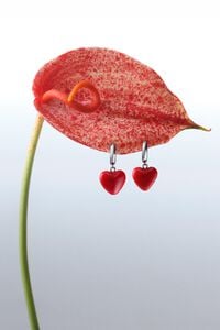 Arracades c&egrave;rcol platejades i cor vermell