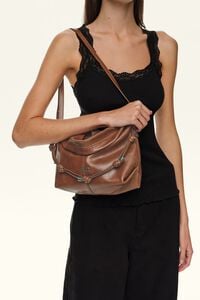Small cognac leather Paper bag