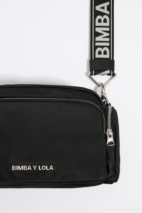 Bimba Y Lola M Black Nylon Crossbody Bag with Flap
