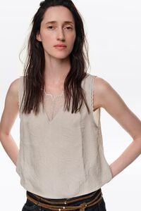 Light stone lingerie-style tank top