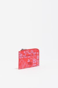 Pink tomato print leather card holder/coin purse