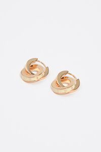 Pendientes doble aro mediano logo marfil