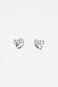Pendientes coraz&oacute;n textura plateado