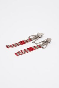 Aged silver metal silhouette and stones earrings