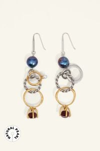 Pendientes anillos perlas naturales y cristales