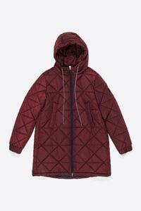 Plumífero capucha recto burdeos