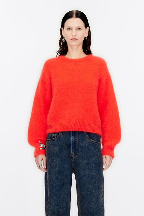 Pull boxy mohair rouge