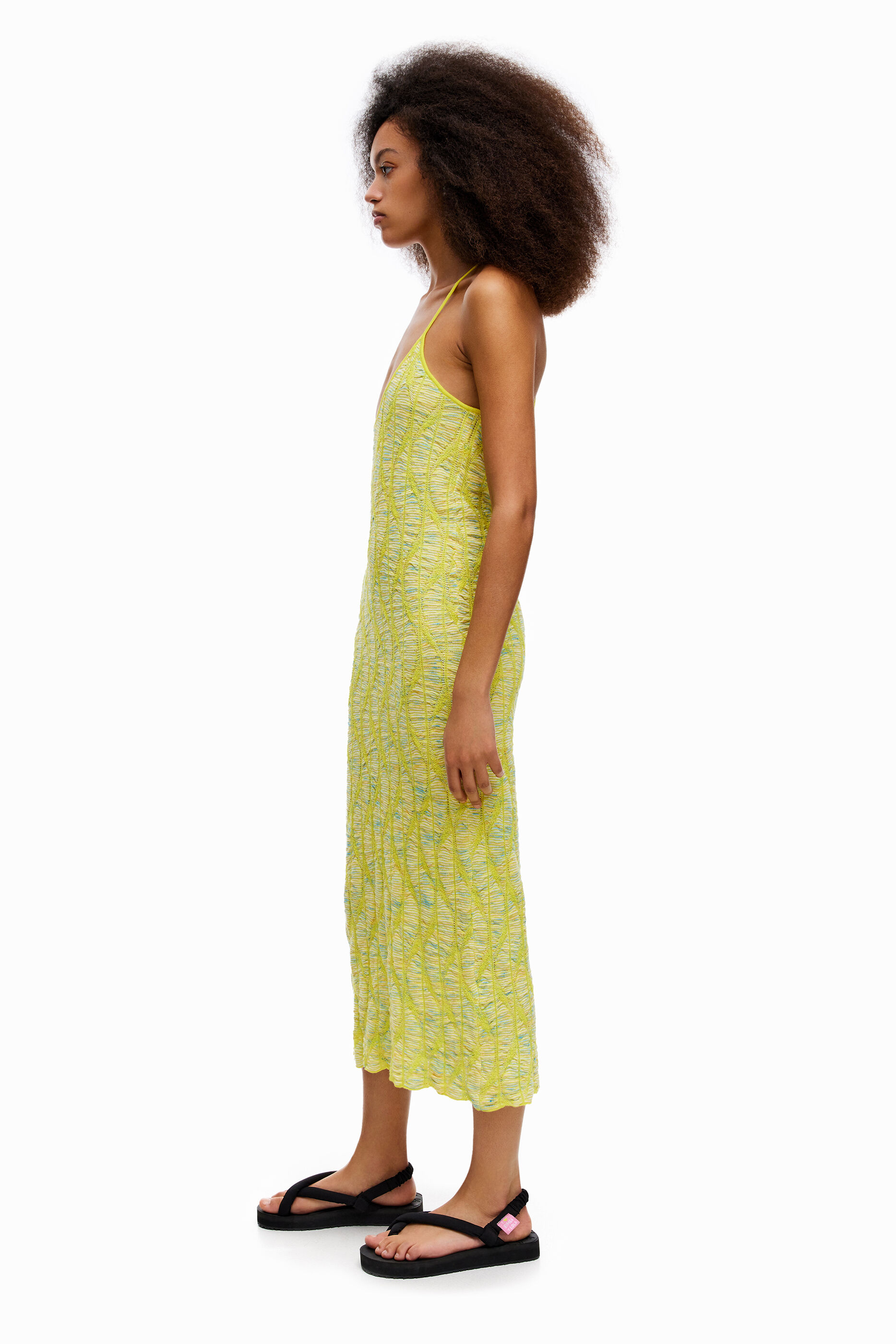 Yellow jersey-knit slip dress