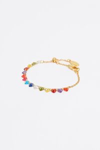 Pulsera corazones cristales dorada