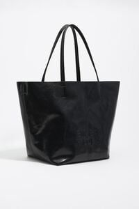 Large black leather shopper bag