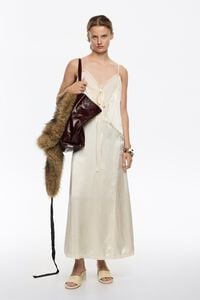 Maxi chestnut leather Paper shopper bag