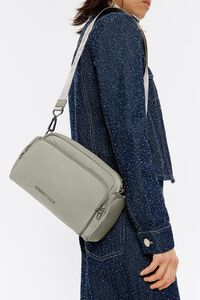 Medium dark stone nylon Pocket crossbody bag