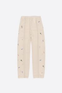Pantal&oacute;n ancho encaixes e minibordados li&ntilde;o branco