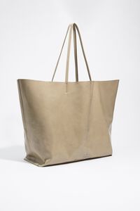 Shiny sage leather maxi shopper bag