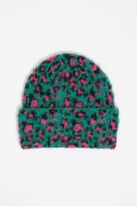 Gorro punto leopardo lúrex verde