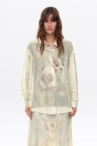 Light gray Chihuahua placement print shirt