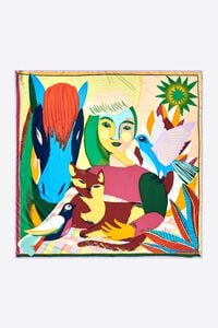 Pa&ntilde;uelo retrato fauvista verde