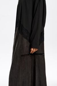 Vestido sudadera bimateria encajes negro lavado